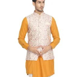 Manyavar Cream Floral Print Ethnic Jacket-picture-0