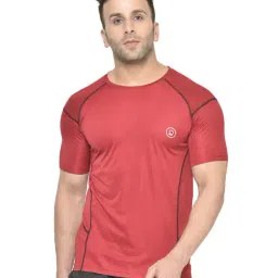 Chkokko Red Regular Fit Sports T-Shirt-image-74
