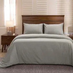 Maspar Grey Cotton 300 TC Duvet Cover Set-image-5