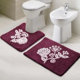 Saral Home Purple Microfiber Floral Bath Mat Set of - 2-image-95