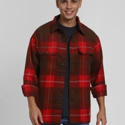 American Eagle Red Regular fit Checks Shirt-image-20