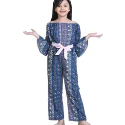 StyleStone Kids Blue Printed Jumpsuit with Belt-image-37