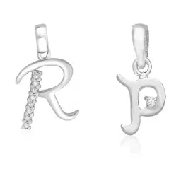 Taraash 92.5 Sterling Silver 'R' & 'P' Initial Letter Couple Pendants-image-99