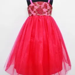 Many Frocks Kids Pink Embroidered Gown-image-34