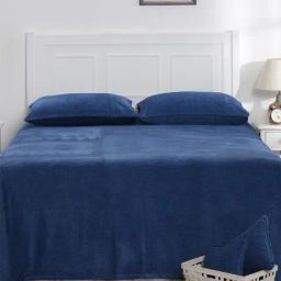 Maspar Colorart Charlotte Solid Blue 110 TC Cotton Blend Queen Bed Cover-picture-46
