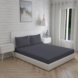 Boutique Living Kalpavriksha Printed Grey 300 TC Cotton King Bed Sheet with 2 Pillow Covers-image-98