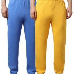 Vimal Jonney Sky Blue & Yellow Regular Fit Trackpants - Pack of 2-image-90