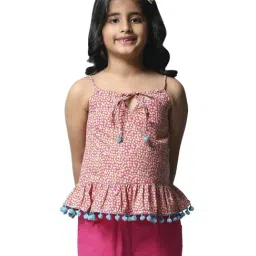 Biba Girls Pink Cotton Printed Top-image-71