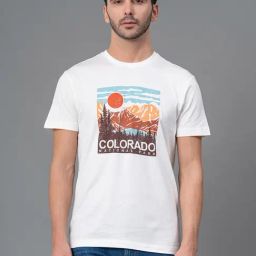 Red Tape White Regular Fit Graphic Print Cotton Crew T-Shirt-image-66