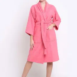 Creeva Home Furnishing Pink Cotton 380 GSM Large Bathrobe-80