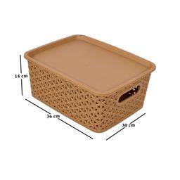 Kuber Industries Set Of 3 Brown & Beige Textured  Big  Size Multipurpose Organisers image 2