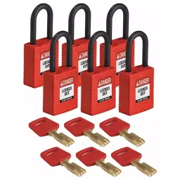 BRADY Lockout Padlock Keyed Alike Nylon Std Body Size Plastic Std Red, 55JX95-image-63