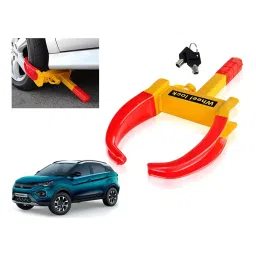 Auto Pearl Claw Type Adjustable Anti Theft Yellow, Red Wheel Clamp Lock for Tata Nexon EV XM 2020-image-6