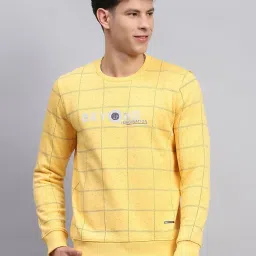 Monte Carlo Yellow Regular Fit Checks Sweatshirt image 1