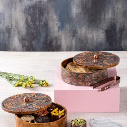 Nestroots Printed Grey Wood Serving Set of 2 image 1