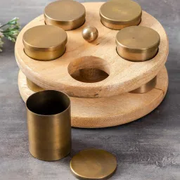 Nestroots Printed Brown Wood Serving Set of 2 image 2