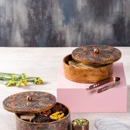 Nestroots Printed Grey Wood Serving Set of 2 image 1