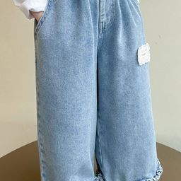 LULU & SKY Girls Wide Leg Slash Knee Jeans-image-54