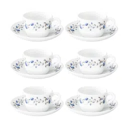 Borosil Helena White Opalware Cup and Saucer - Set of 12 image 1