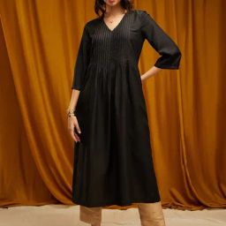Pink Fort Black A Line Kurta-image-72