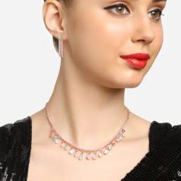 Zaveri Pearls Green & Pink Designer Stones & Austrian Diamonds Choker Set -ZPFK16940-18