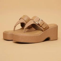 Eridani Women's Cyra Beige T-Strap Sandals-picture-37