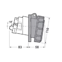 Aseco Panel Mounting Angled Socket IP67 3 Pin 125A Polyamide Screw Terminal, ASP123 image 3