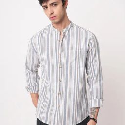 VASTRADO Core Fashion Blue Regular Fit Stripes Shirt-image-45