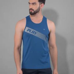 Force NXT Dark Teal Regular Fit Printed Gym Vest-image-32