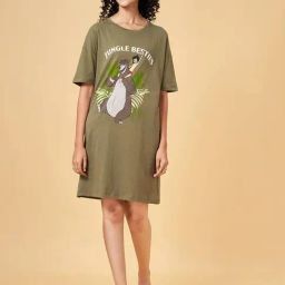 Dreamz by Pantaloons Green Print Nightdress-image-24
