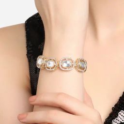 Zaveri Pearls Gold Tone Austrian Diamonds & Artificial Stones Embellished Ethnic Bracelet -ZPFK16932-3