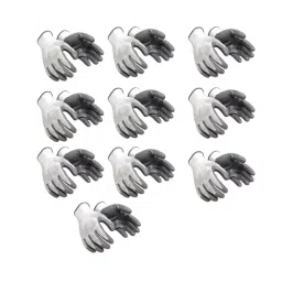 Gati Exports Cut Rasistance Gloves Nitrile Coated White & Grey Free Size (Pack of 10 Pairs)-image-9