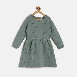 MINIKLUB Kids Green Printed Full Sleeves Dress-image-73