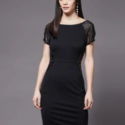 Miss Chase Black Polyester Embellished Mini Dress-image-13