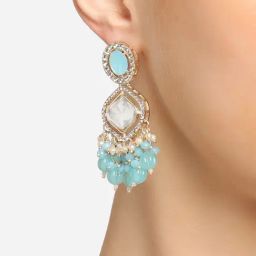 Zaveri Pearls Turquoise Blue Austrian Diamonds & Artificial Stones Dangler Earring-ZPFK16918-8