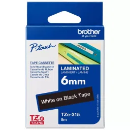 BROTHER Tape, White On Black, 6Mm W, 8M L, TZE-315-picture-25