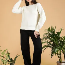 Kotty Women Cable Knit Cotton Ribbed Pullover-10