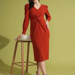 Globus Twisted Detail Sheath Midi Dress-image-68