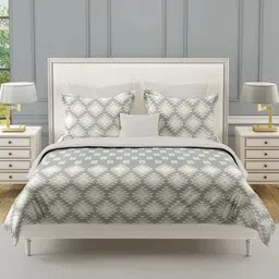 SWAYAM Grey & Cream-Coloured 210 TC King Bedsheet with 2 Pillow Covers-30