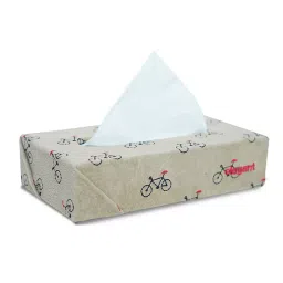 Elegant Beige and Black Fabric Tissue Box Cycle Design CU02-22