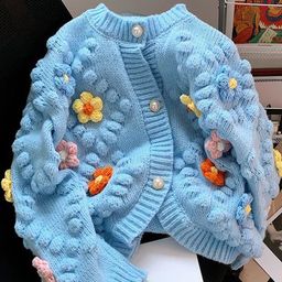 Alamode By Akanksha Women Blue Lisido Statement Woolen Sweater with Flower Detail-10