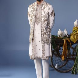 KALPRAAG Men Floral Embroidered Regular Sequinned Kurta with Trousers & With Dupatta-picture-29
