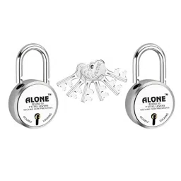 ALONE LOCKS Round 50 mm Steel Chrome 6 Same Keys Double Locking Padlock (Pack of 2)-40