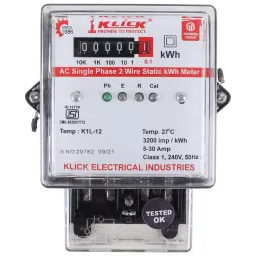 KLICK Smart Meter, Static Meter, Counter Display, Heavy Duty, Class 1 Accuracy, Multi-function Energy Meter Static-290-10