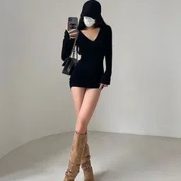 StyleCast x Revolte V-Neck Extended Sleeves Bodycon Mini Dress-picture-22