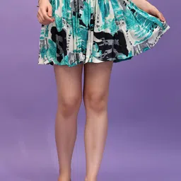 Cation  Printed Cotton Flared Mini Skirt-image-6