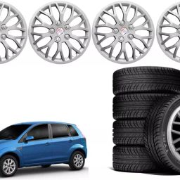 Auto Pearl ViS21 R14 35.56 cm (14 Inch) Press Type Wheel Hubcap with Retention Ring Glossy Silver Wheel Cover for ford Fiesta Classic (Set of 4)-image-76