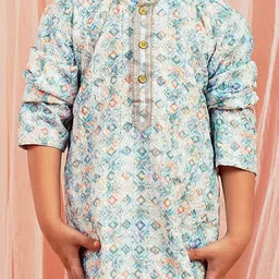 VASTRAMAY Boys Geometric Printed Regular Thread Work Kurta With Pyjama image 2
