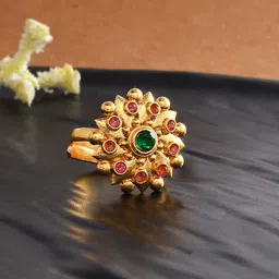 Voylla Gold-Plated Stone-Studded Adjustable Finger Ring-6