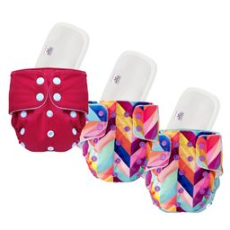 Mylo Baby Freesize Adjustable Cloth Diapers with 3 Free Insert Oeko Tex Certified Pack of 3 - Red  Rainbow Multicolour-19